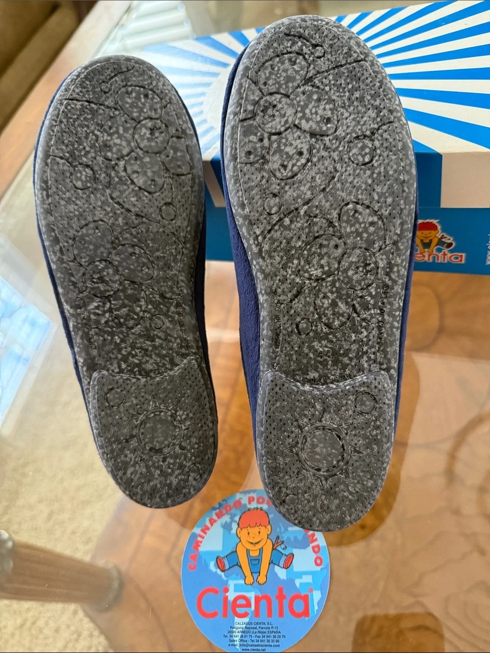 Cienta 💙 Navy Blue Kids Slip-On Slippers Shoes Style Plaid Heart 33
